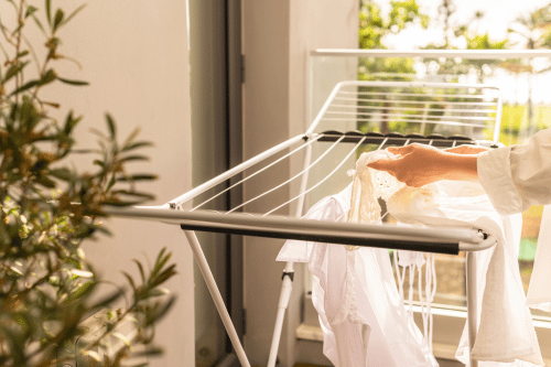 portable clothes airer in balcony